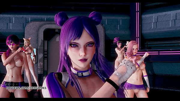 MMD Dreamcatcher SCREAM_Naked Kpop Dance Ahri Akali Kaisa Evelynn Seraphine KDA_League_of Legend