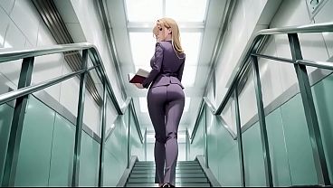 Ai Generated-blonde Boss In Purple Suit! Office & Train Private Moments. She's Multitasking With Files While Secretly Adjusting Her Skirt... That Gaze Is Deadly! thumbnail