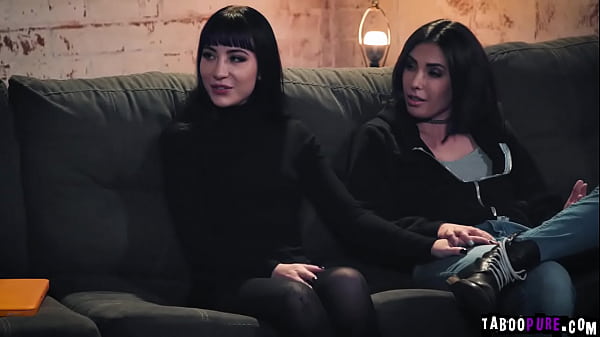 Partners Charlotte Sartre and Casey Calvert strips and one at a time takes the officers huge meat deep into their pussies 