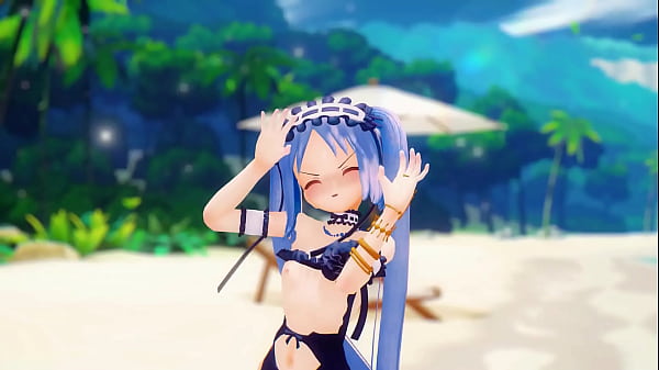 Fate grand order stheno hentai undress dance beach pop in 2 song small tits mmd 3d blue hair