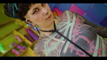 Tattooed alt teen deepthroats & gets face fucked pov by her punk bf &ndash; sloppy bj to facial cumshot 