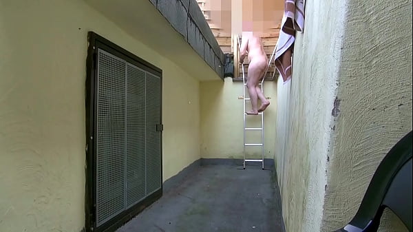 Porn Cinema_Day 1 full shaved Showering naked on terrace cruising meeting stranger_naked on_stairs_Exhibitionist Tobi00815_036