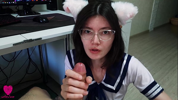 Cutechan with cat ears in asexy suit was eager to_satisfy_her hunger with_her senpai s sperm