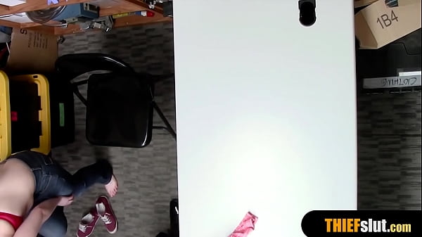 Long legged petite thief caught and pays with pussy 