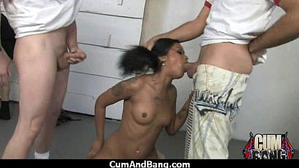 Ebony cumslut gets multi facial in gangbang 8