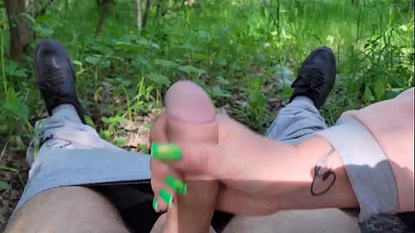 Vulgar stepmom is filled with cum in the woods 