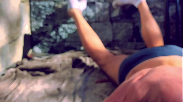 Play MP4 - Stop Action Strip and Stretch Writihing on Patio in Briefs and Socks