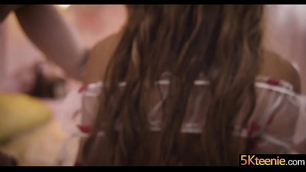 Luna's sheer lingerie doesn't hide anything even with these strategically placed red hearts