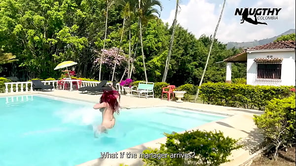 Lesbians enjoying the pool and having sex