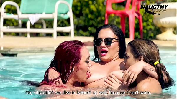 Lesbians enjoying the pool and having sex
