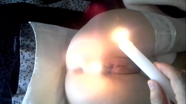 EXTREME - Two candles one in her pussy_and one in ass