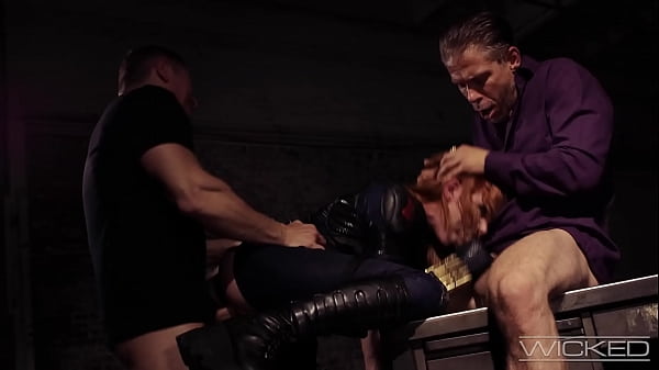 Lacy lennon as black widow fucks two guys
