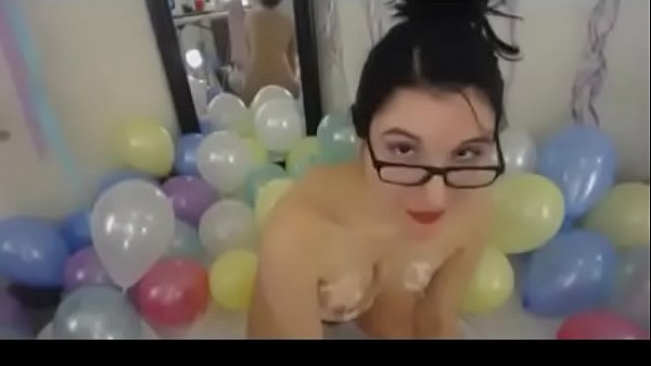 Next door chick wearing glasses and putting eatable foam on herself