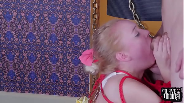 Beautiful little blond worship her big-cock master 