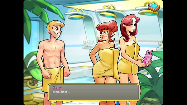 Let's play space code pink with mindy & sandy in the sauna 