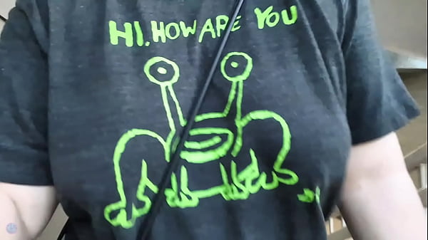 Walking up the stairs without a bra 