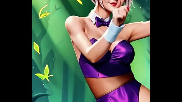 Riven trades her broken blade for a daring bunny outfit purple silk glowing under the forest light the exile has never looked so dangerous