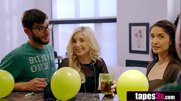 Sneaky stepsibling ffm threesome at st patrick's family party