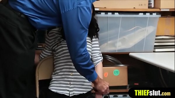 Petite shopping mall thief teen gets fukced by a security guard on CCTV 