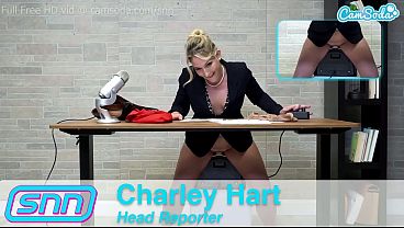 Camsoda News Network Charley Hart rides the Sybian while giving the news in studio 