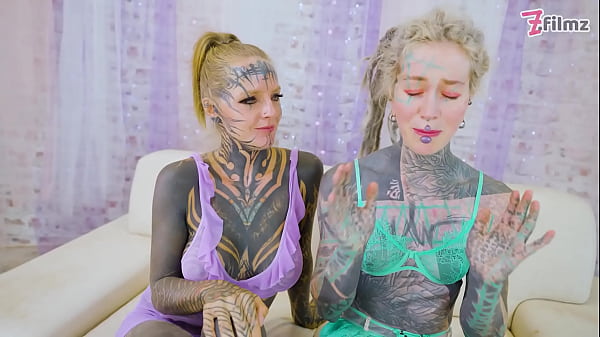 Tattooed girls hard fuck threesome world champion facial and gape