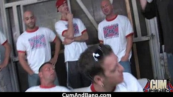 Ebony chick fucked hard in group sex action 18 