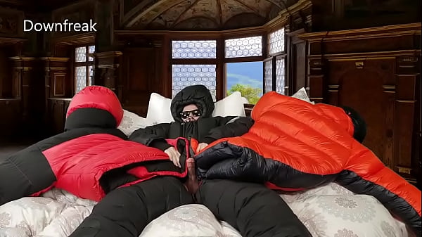 2 SuperPuffy Down Jackets Working Together to_Make Me_Cum