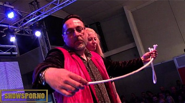 Porno magic trick on stage 