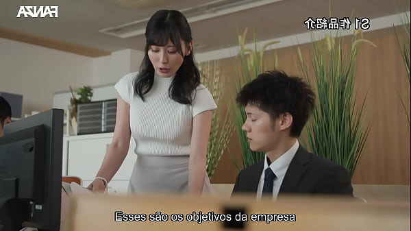 Gostosa peituda toca uma siririca na empresa e d&aacute; pro colega legendado