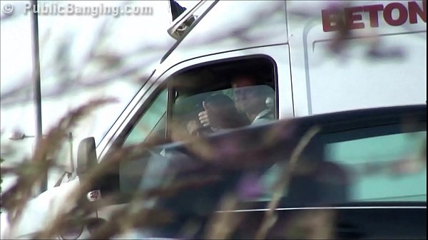 2 delivery boys have sex with a young blondy girl on the street 