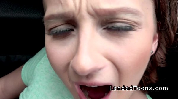 Natural busty teen takes huge cock in thecar