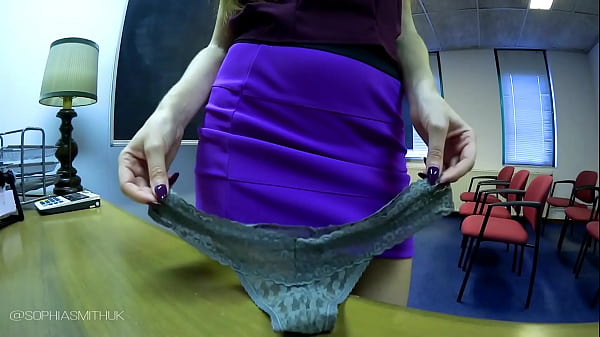 Sexy Brunette Secretary Pantiless Tease thumbnail