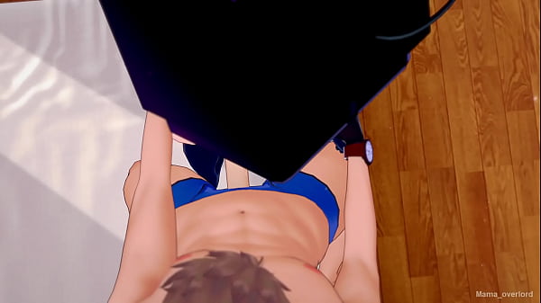 Tv woman se pone su delantal para trabajar frotando un gran pene