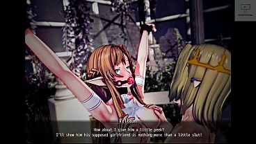 We keep leveling up although asuna acts very strangely when inoda is around; it seems they don't get along well ntr online game 1 part 3 eng 