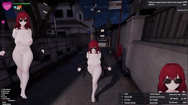 Secret flasher manaka walking in the city voyeur game 