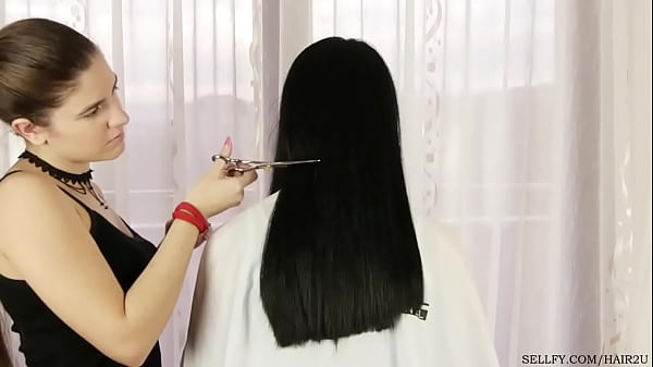 Girl has_her hair_cut as_punishment for using her_sister_s hairbrush