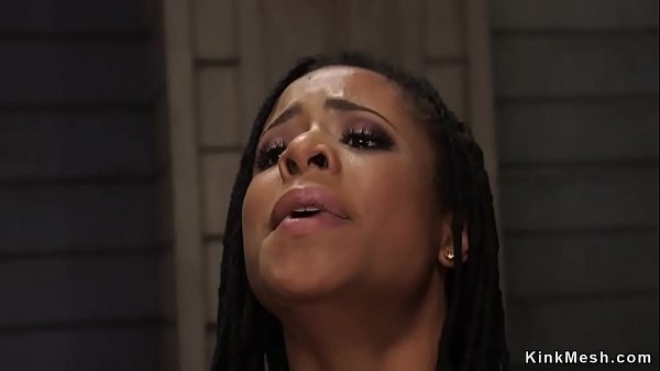 Perfect butt ebony slave gets training