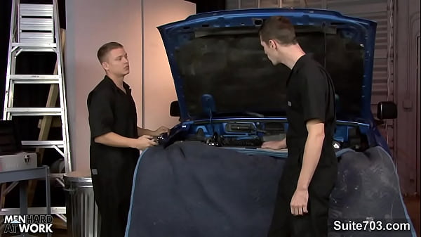 Gay mechanics fucking in the garage 