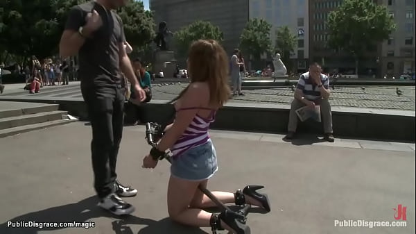 Bound teen made_to crawlin public