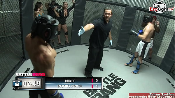 Brunette girl with naturaltits is the prize_for the fight