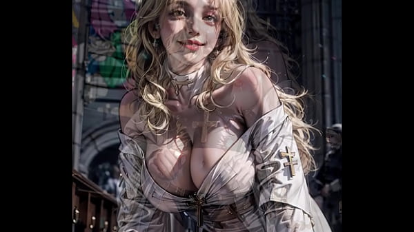 Play MP4 - AI generated sexy blonde priestess shows pussy in church