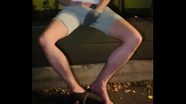 Amateur Boy Pees Himself In The Garden (wets His Grey Shorts, Grey Undies And White Tshirt) thumbnail