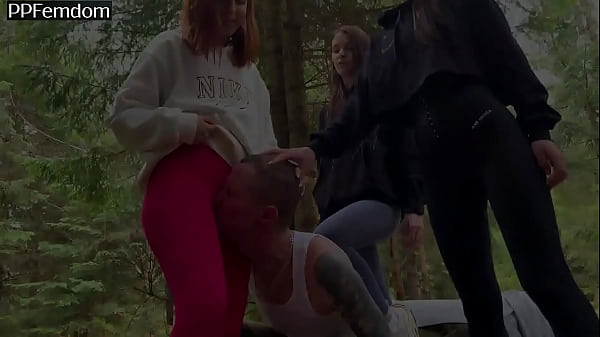 Play MP4 - Worship Three Pussies Of Princesses Sofi&comma; Kira And Dina In The Forest - Group Femdom