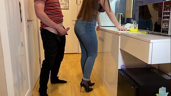 Step Mom Pulled Down Her Jeans So I Can Jerk Off And Cum On Her Pantyhose Ass thumbnail