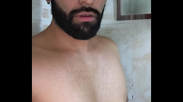 Camilo Brown Jerking His Big Uncut Cock in the Shower and Eating His Own Cum 