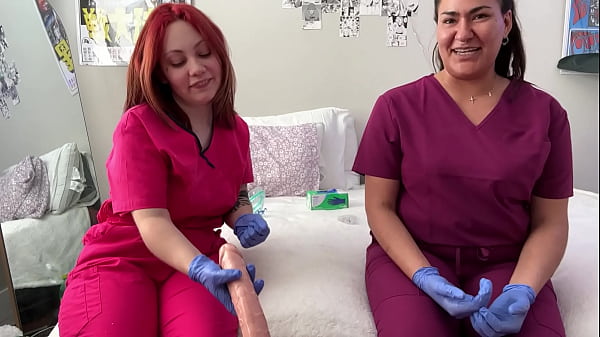 Gloved up cock milking