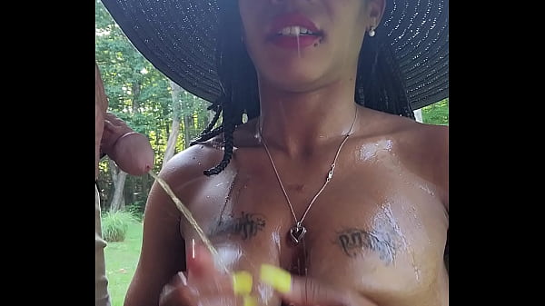 Play MP4 - Master pee on my saggy breast in the yard then I pee my panties being a good ebony whore slave