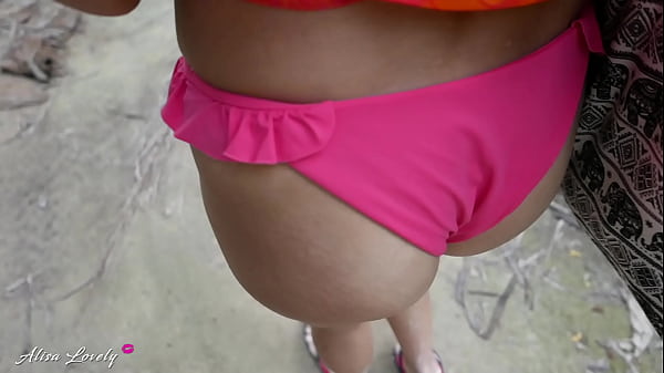 Amateur couple's sexual adventures on vacation walking on a beautiful beach and passionate sex in a hotel room