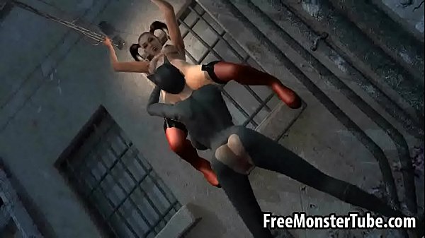 3D lesbian Harley Quinn gets eaten out outdoors 