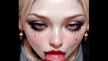 Psycho cosplay girl deepthroat & messy facial cumshot ai animation